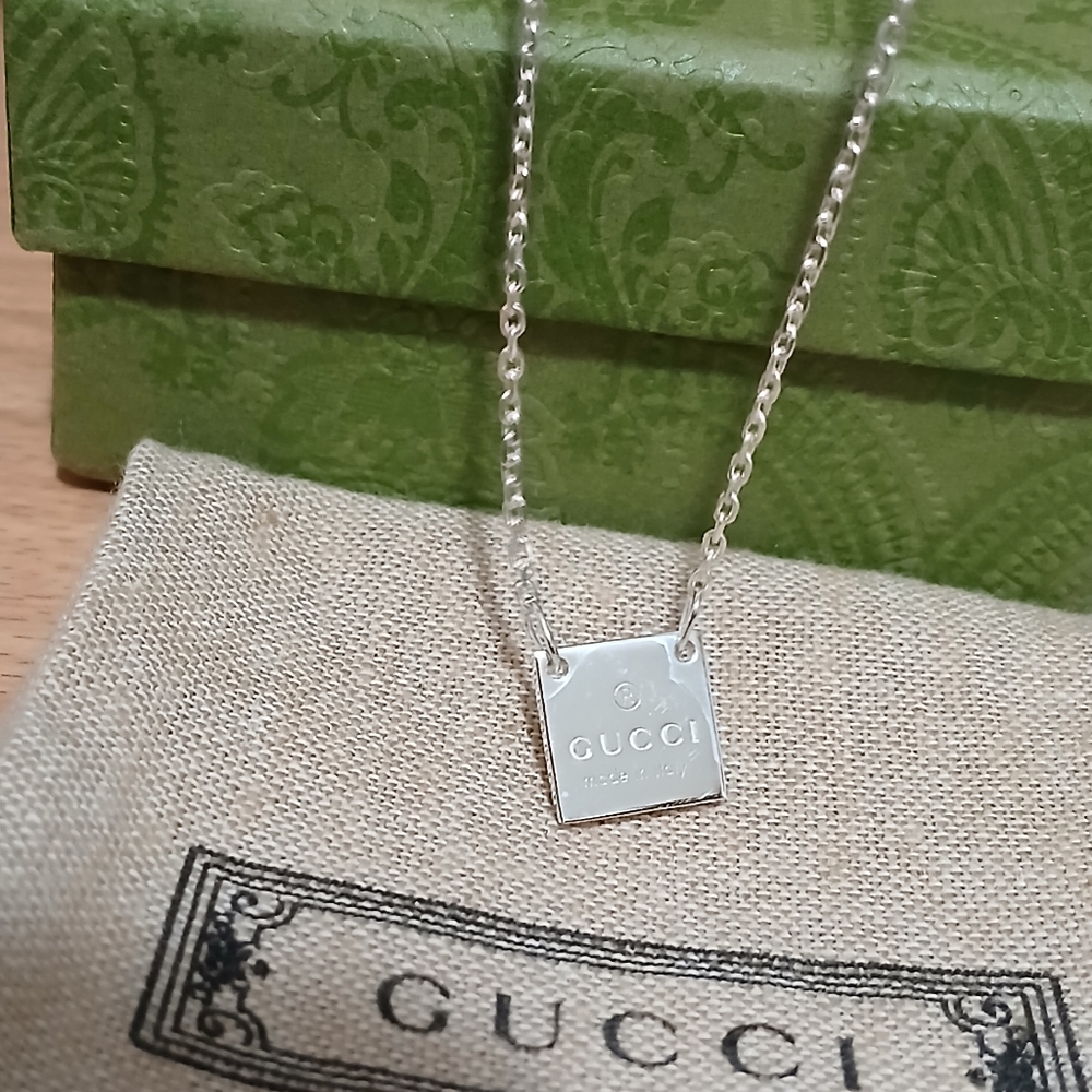 New gucci necklace Authentic box bag Trademark Signature Made In italy - Picture 9 of 10